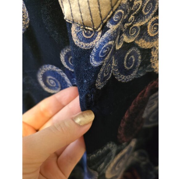 Womens Navy Blue Kaftan Dress Plus Size Paisley Floral Boho Plus Size Maxi Sz L - Picture 3 of 8